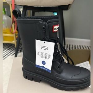 Hunter Diana Waterproof Lace-Up Rain Women's Boots Black Color Size 9
